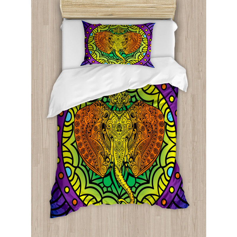 Elephant Head Mandala Duvet Cover Set