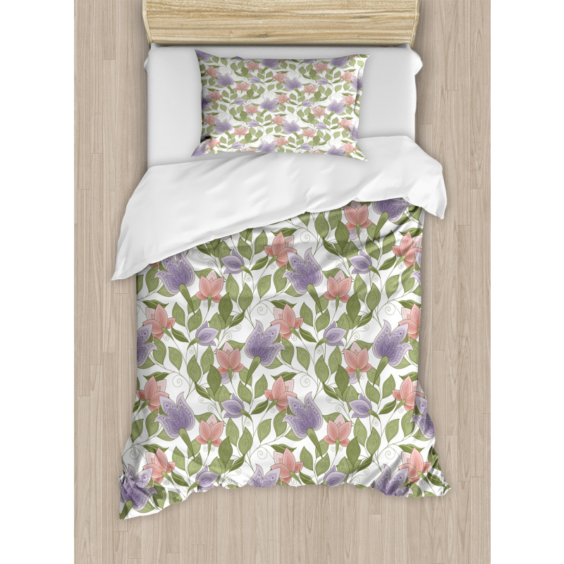 Pastel Tulip Flowers Duvet Cover Set