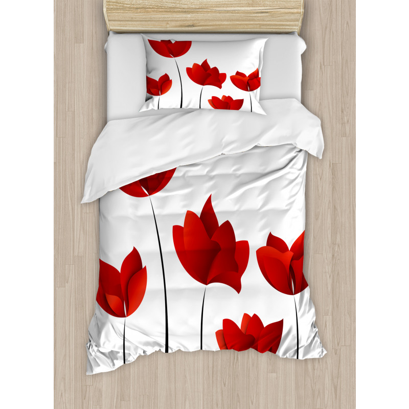 Vivid Rose Flower Petal Duvet Cover Set