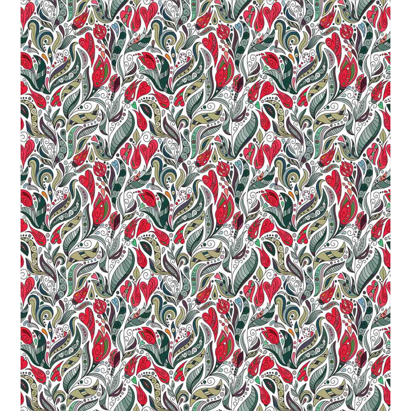 Colored Boho Flowers Leaf Duvet Cover Set