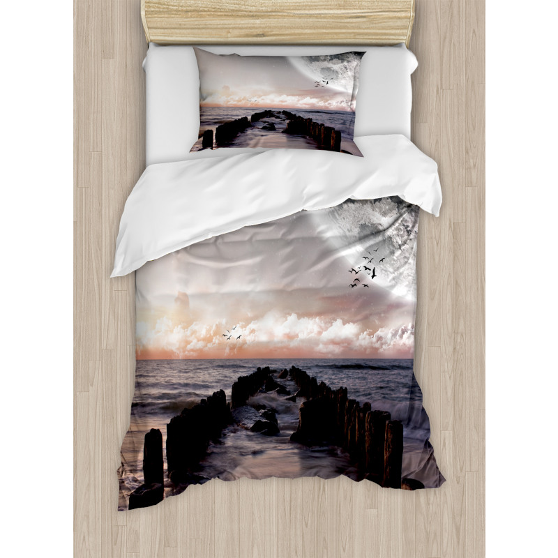 Old Pier Sea and Beach Duvet Cover Set