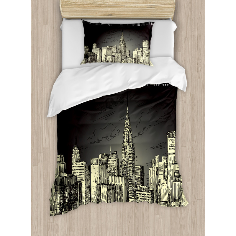 Grunge Empire State NYC Duvet Cover Set