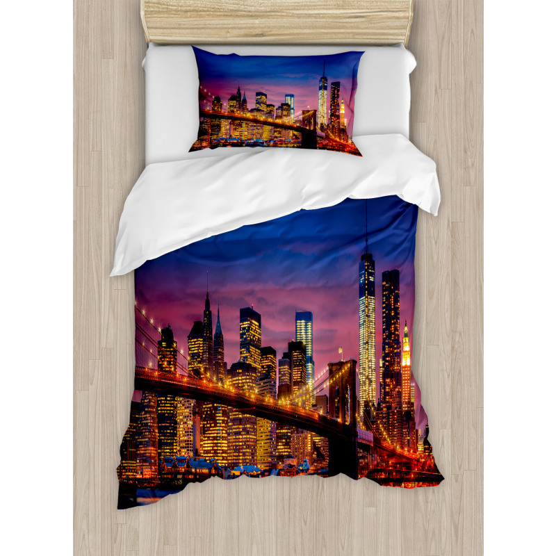 NYC with Neon Duvet Cover Set