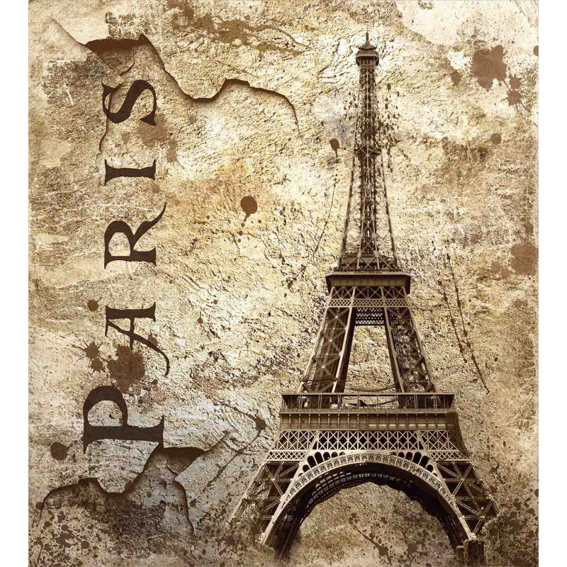 Eiffel Tower on Grunge Wall Duvet Cover Set