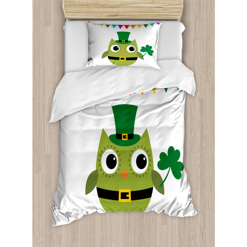 Owl Shamrock Duvet Cover Set