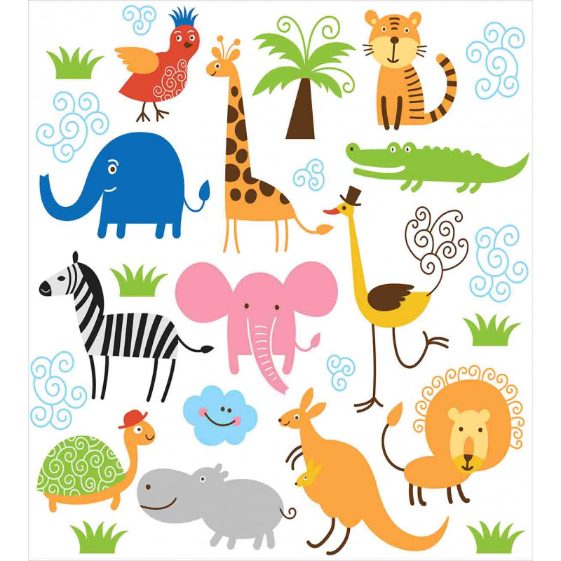 Safari Giraffe Elephant Duvet Cover Set