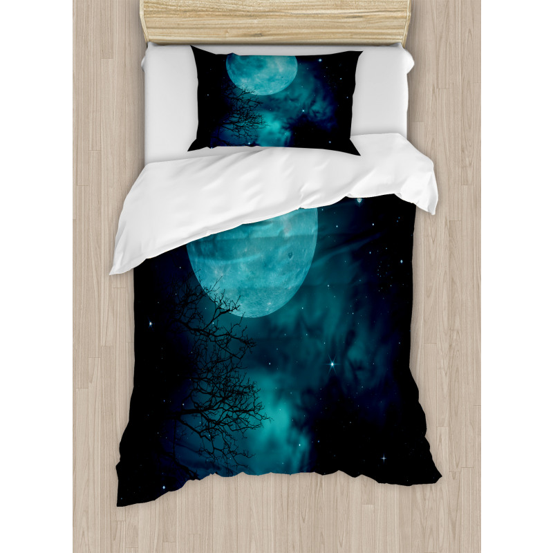 Outer World Cosmos Moon Duvet Cover Set