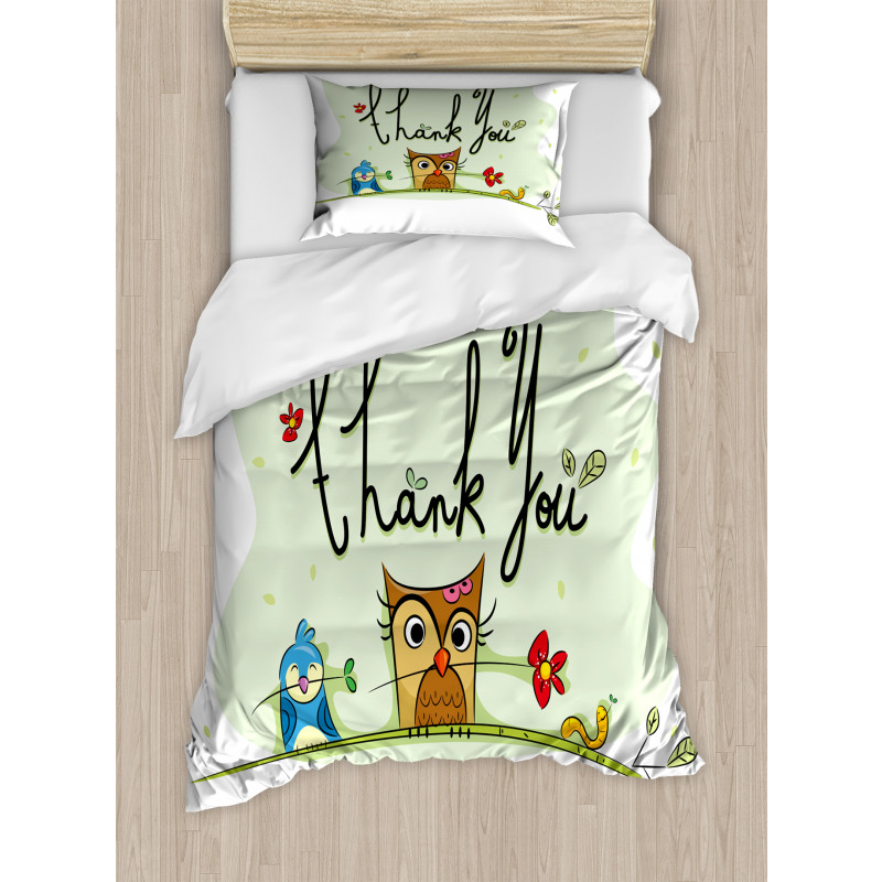 Bird Owl Duvet Cover Set