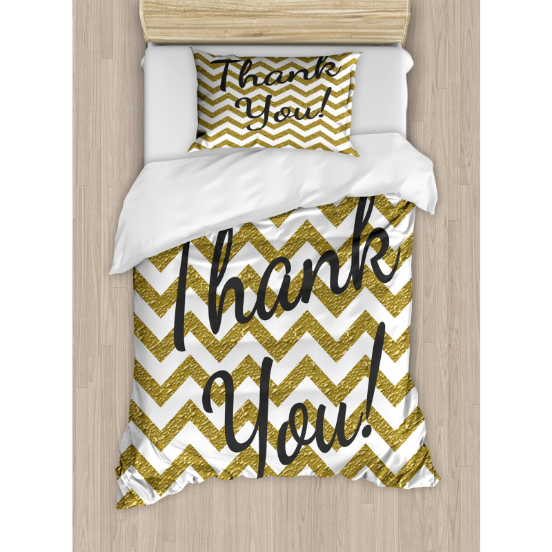 Thank You Words ZigZag Duvet Cover Set