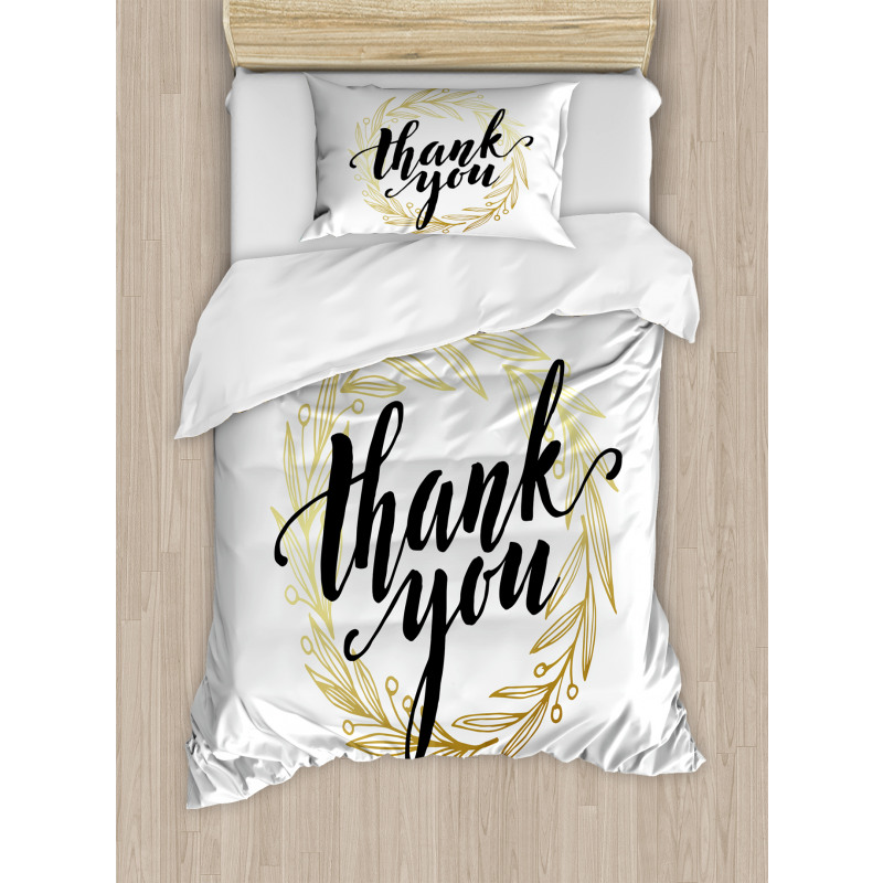 Thank You Words Leaves Duvet Cover Set