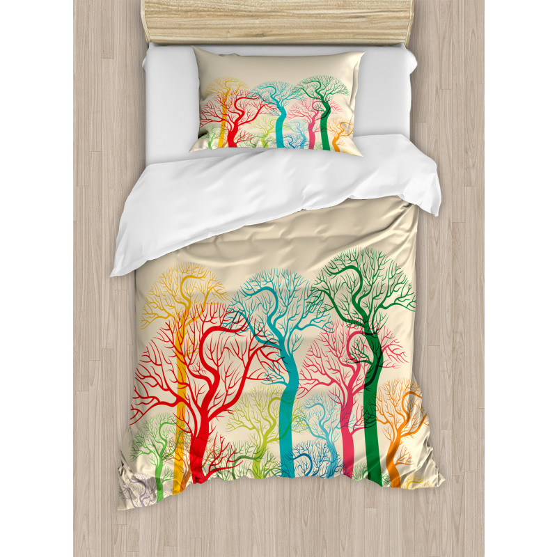 Colorful Abstract Trees Duvet Cover Set