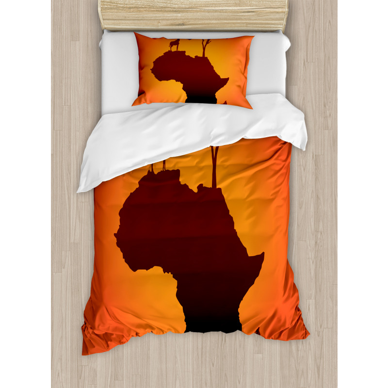 Safari Map with Continent Duvet Cover Set