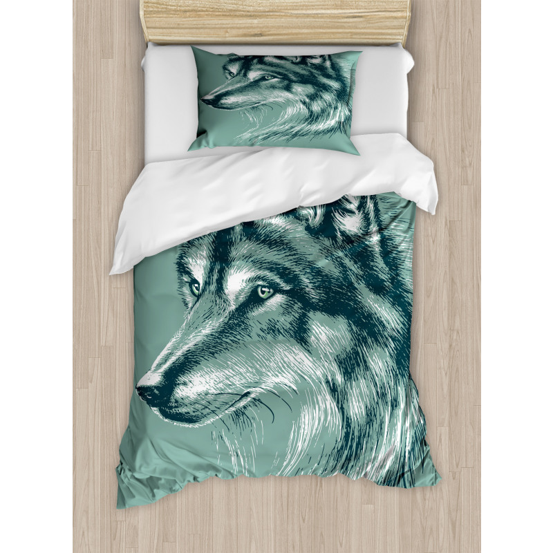 Wild Exotic Wolf Image Duvet Cover Set