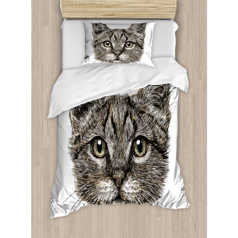 Sketchy Cat Head Duvet Cover Set