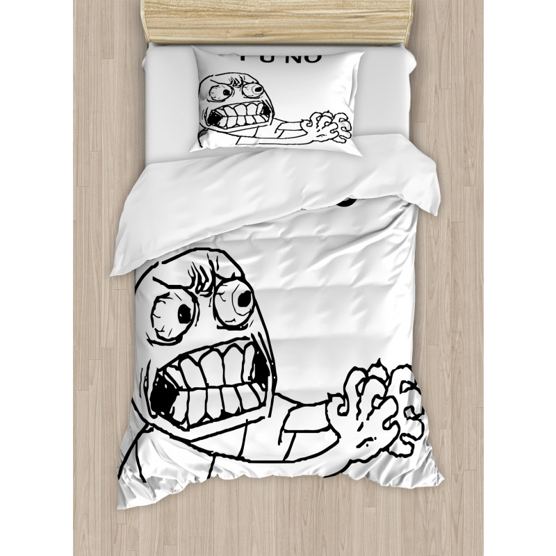 Hipster Mascot Meme Duvet Cover Set