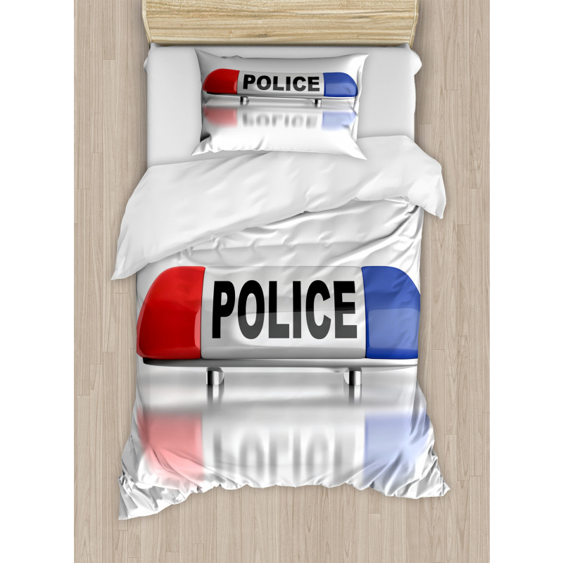 Police Car Sirens Blue Duvet Cover Set