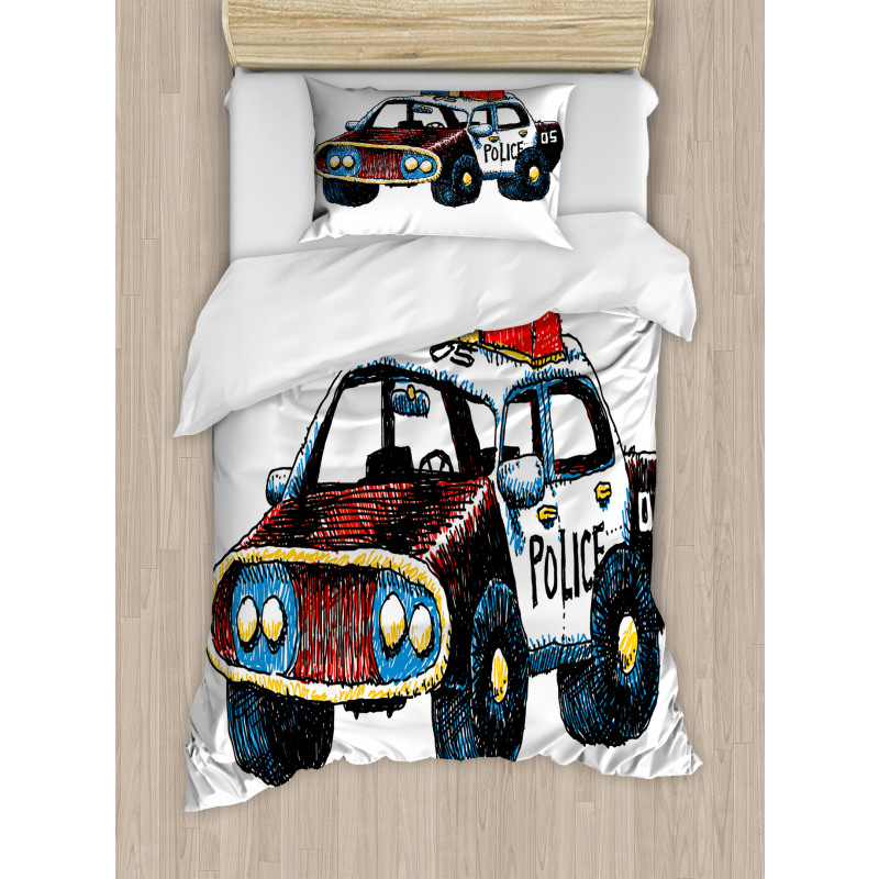 Sketchy Police Car Duvet Cover Set