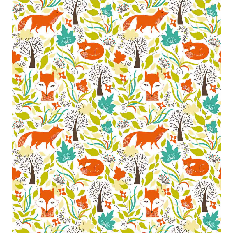 Wild Fox Wolf Flower Duvet Cover Set