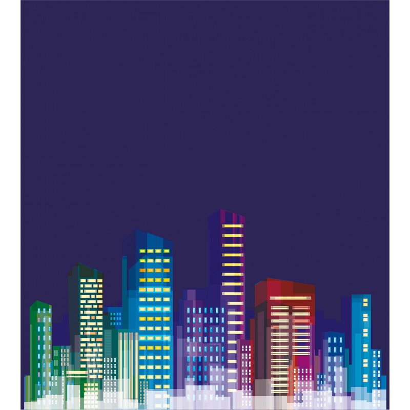 City at Night Cartoon Duvet Cover Set