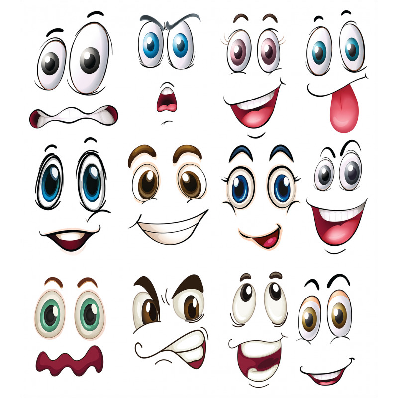 Hand Drawn Emoji Faces Duvet Cover Set
