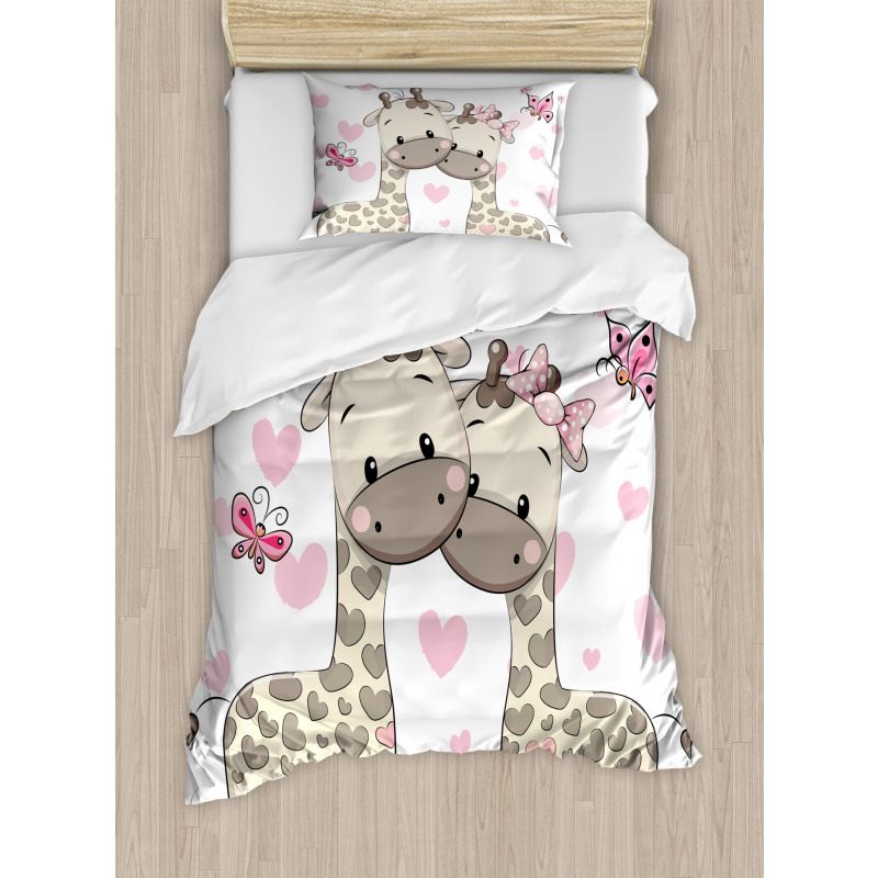Baby Giraffes and Hearts Duvet Cover Set