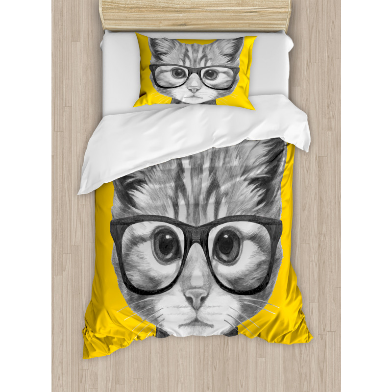 Baby Hipster Kitten Cat Duvet Cover Set