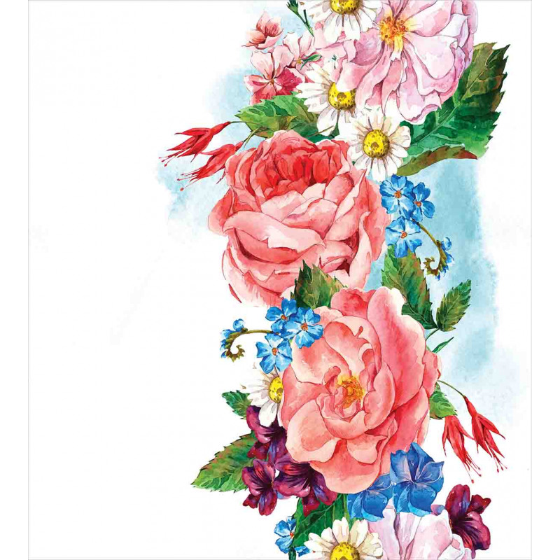 Roses Daisies Garden Duvet Cover Set