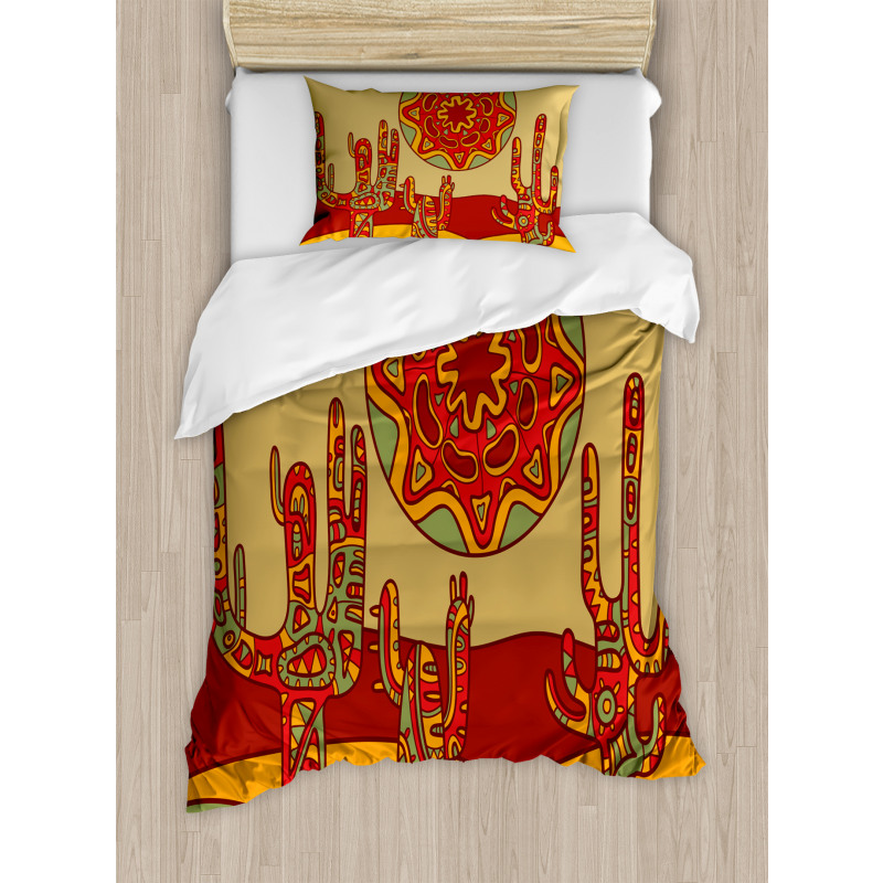 Tribal Design Cactus Duvet Cover Set