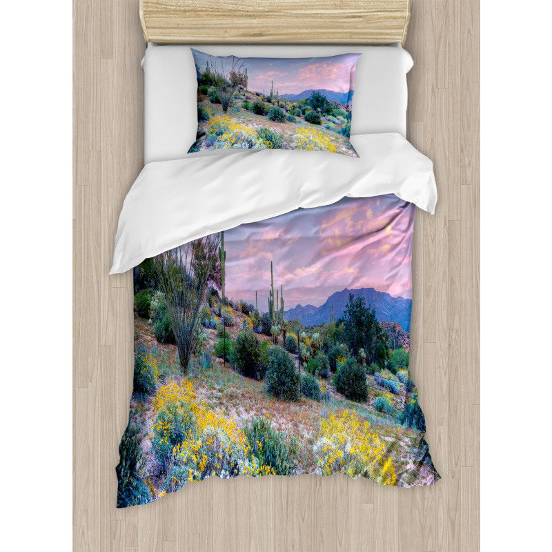 Mountain Floral Scenery Duvet Cover Set
