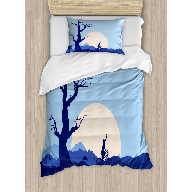 Rising Moon in Forest Duvet Cover Set