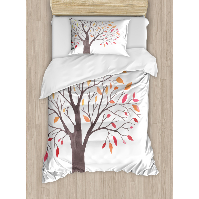 Forest Trees with Leaves Duvet Cover Set