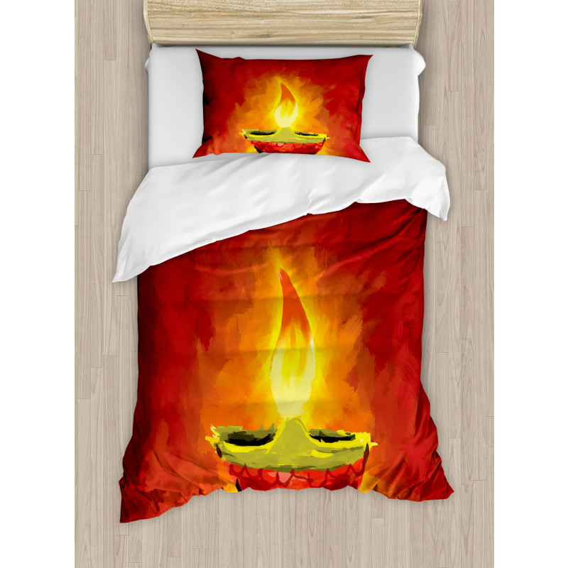 Oil Painting Candle Duvet Cover Set