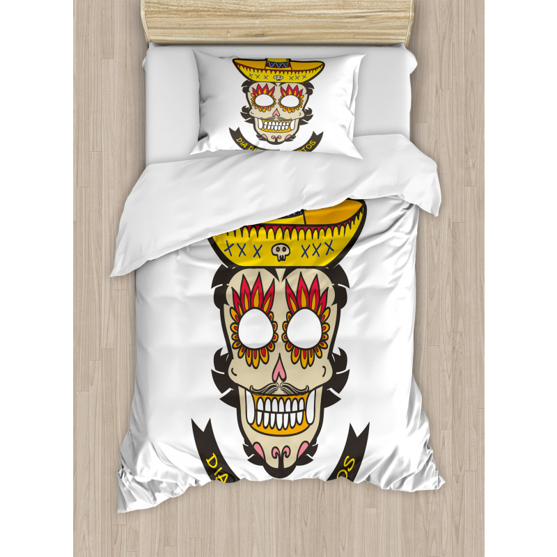 Skull with Sombrero Duvet Cover Set
