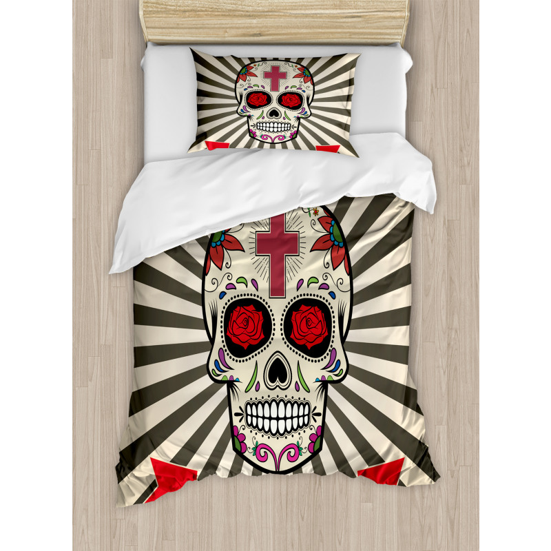 Skull on Sunburst Duvet Cover Set