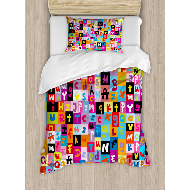 Colored Alphabet Puzzle Duvet Cover Set