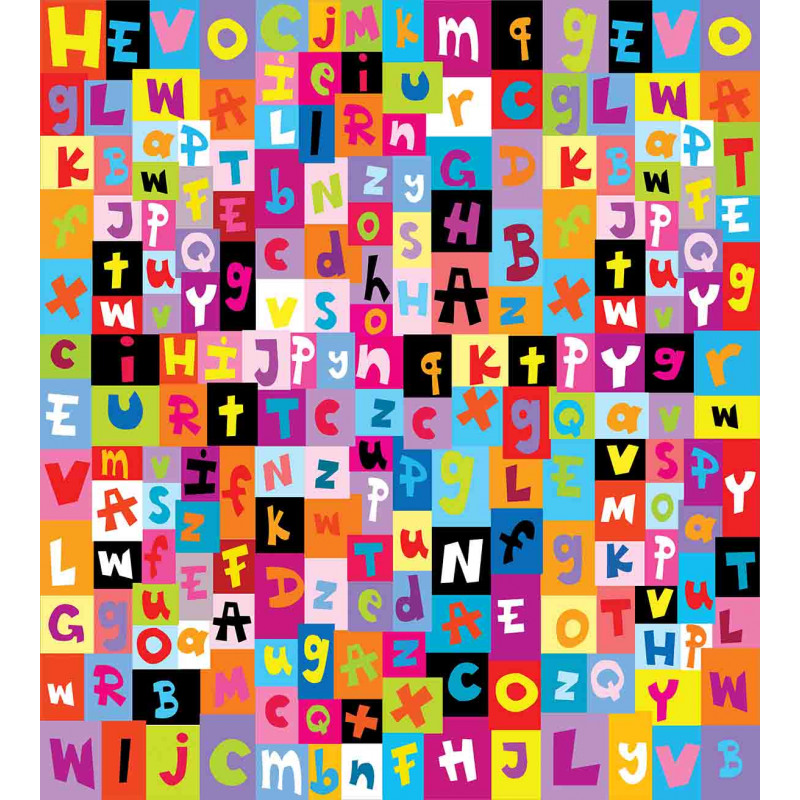 Colored Alphabet Puzzle Duvet Cover Set