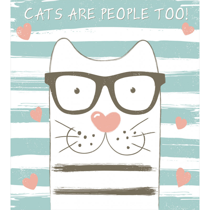 Hipster Cartoon Cat Art Duvet Cover Set