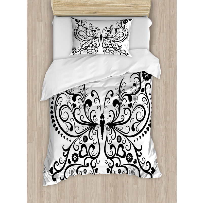 Swirled Wing with Flower Duvet Cover Set