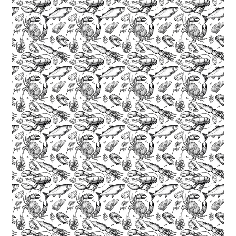 Sketchy Seafood Pattern Duvet Cover Set