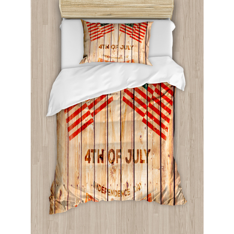 Wooden Planks Flag Duvet Cover Set