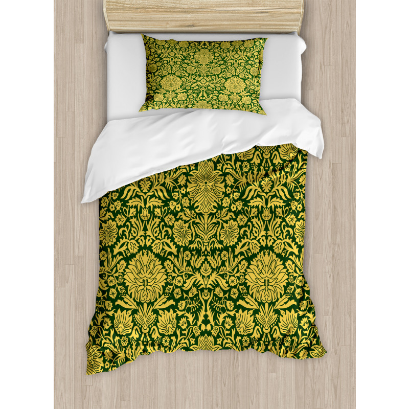 Baroque Flowers Motif Duvet Cover Set