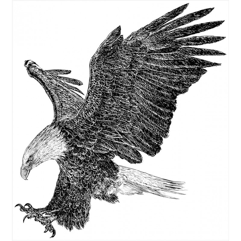 Bald Eagle Swoop Sketchy Duvet Cover Set