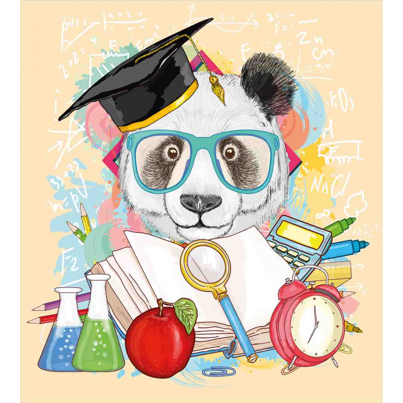 Hipster Panda in School Duvet Cover Set
