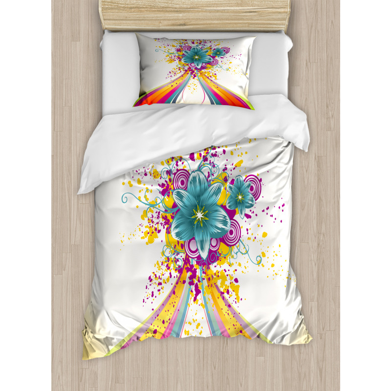 Rainbow Colored Buds Duvet Cover Set