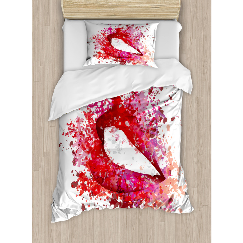 Smiling Woman Lips Effects Duvet Cover Set