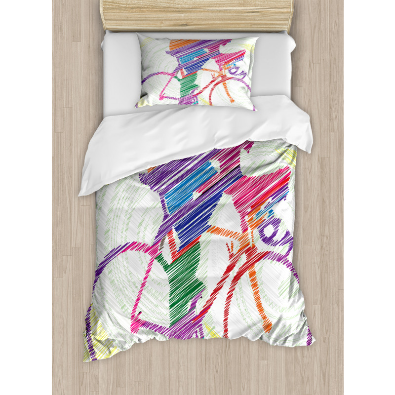 Cycling Man on Bike Duvet Cover Set