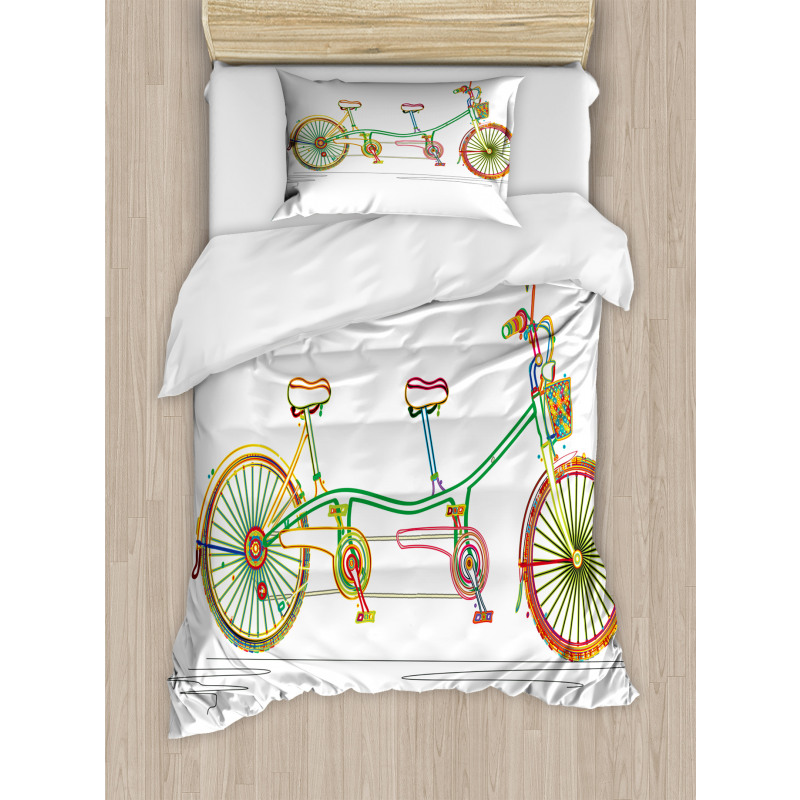 Tandem Bike Design Duvet Cover Set