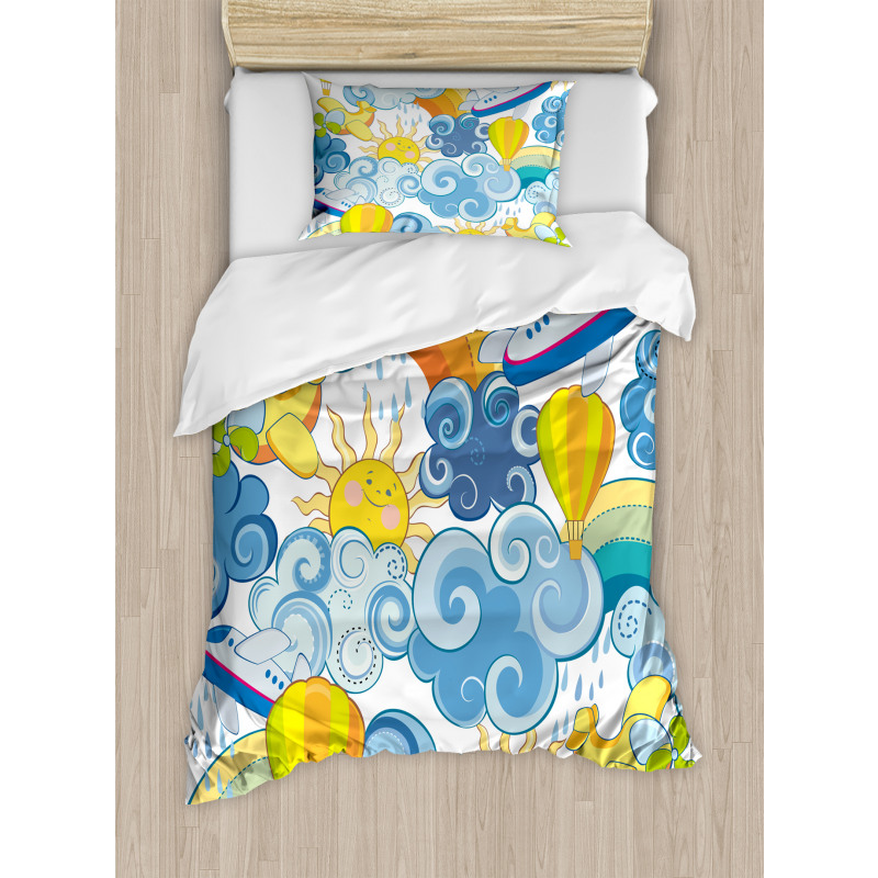 Sun Airplanes and Balloons Duvet Cover Set