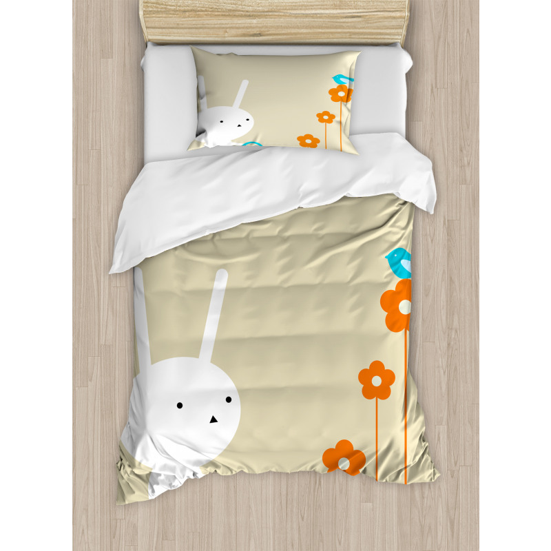 Bunny with Flowers Duvet Cover Set