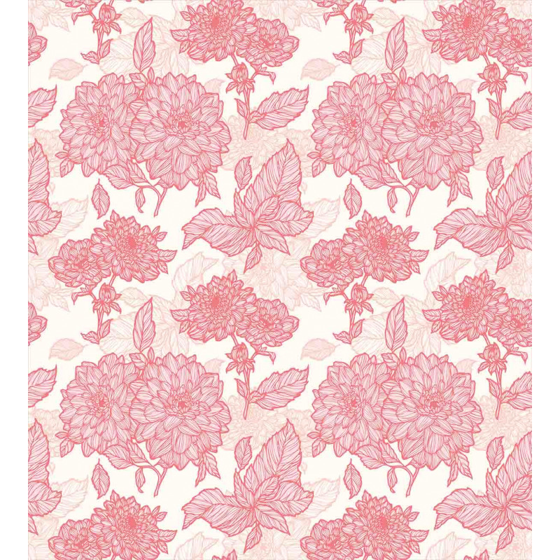 Pink Flowers and Leaves Duvet Cover Set